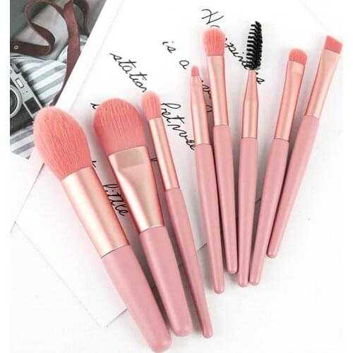 8Pcs Champagne Makeup Soft Brushes Set For Cosmetic Foundation Powder Blush Eyeshadow Kabuki Blending Make Up Brush Beauty Tool