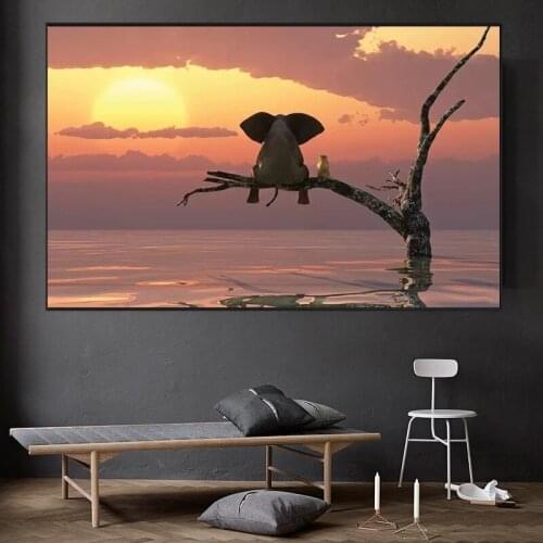 Funny Little Elephant Modern Nordic Canvas Painting Posters and Prints Wall Art Animal Pictures for Kids Room Home Decor Cuadros