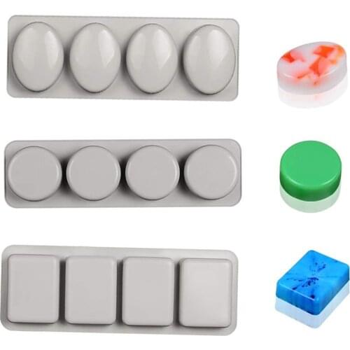 New 4 Cavity 3 Shapes Soap Silicone Mold for Making Soaps 3D Diy Handmade Mould Decoration Wax Candle Cake Tray Tools