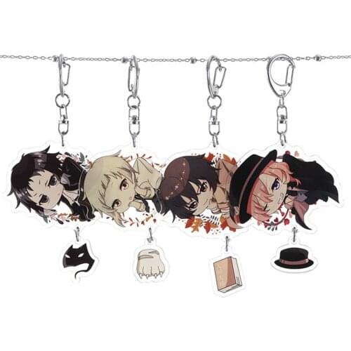 New Fashion Anime Bungou Stray Dogs Atsushi Acrylic Keychain 4 Styles Pendant Key Rings