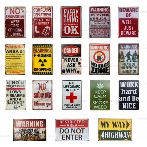 Vintage Metal Plate Retro Tin Signs Warning Sign Poster Garage Pub Club Office Rustic Wall Plaque Home Decor Iron Painting