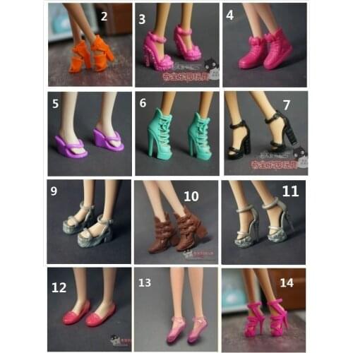 10 pairs/lot Original shoes for Barbie Doll 1/6 bjd accessories lalki Princess zapatos pullip bonecas sandal heels shoes bay toy