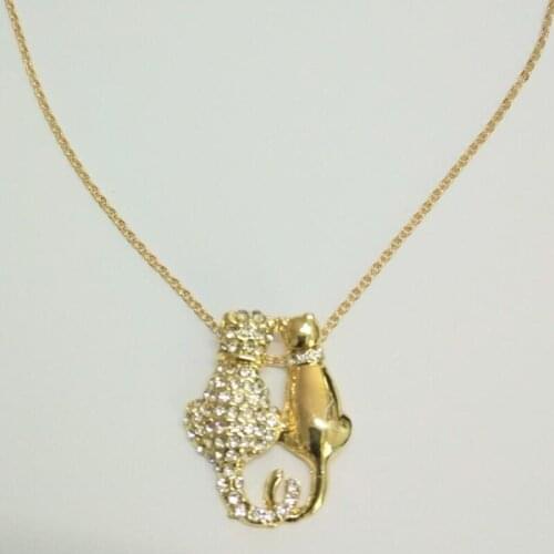 AAAA+ rhinestones Couple lovers Cats kitten Pendant Necklaceweater chain fashion jewelry gift girl women quality