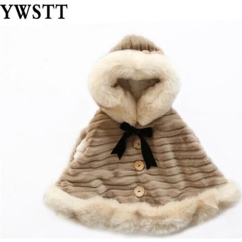 Girls cloak thick baby cloak winter new out clothing childrens shawl girl imitation fur coat Girls winter warm coat