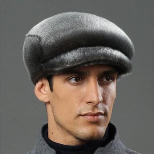 IANLAN Winter Casual Import Real Seal Fur Visors for Men Full-pelt Sealskin Peaked Caps All Match Outdoor Warm Hats IL00243