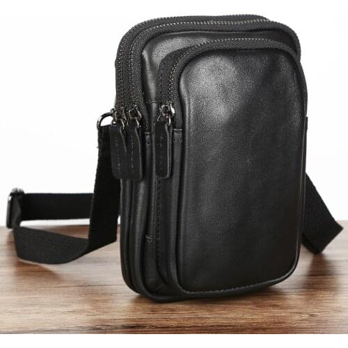 Waist Bag for Men Belt Bag Genuine Leather Mens Purse Fanny Pack Crossbody Bag Male Luxury Shoulder Tote Travel Bum Bag Pouch