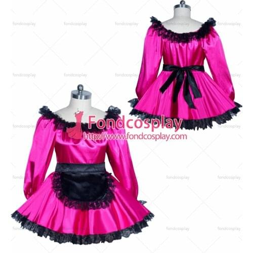 French Sissy maid satin dress Uniform cosplay costume Tailor-made[G3962]