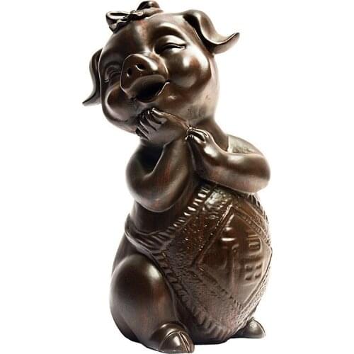 Shengwei craft African ebony queen Lucky pig upscale home decor festive ornaments one pair 26CM