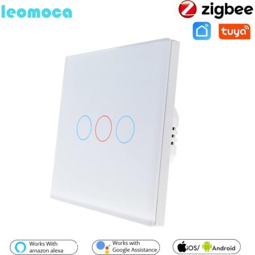 Tuya Zigbee Smart Light Switch Smart Home,APP Remote Control ,Support Alexa/Google Home/Siri ,EU Standard Touch Wall Controler