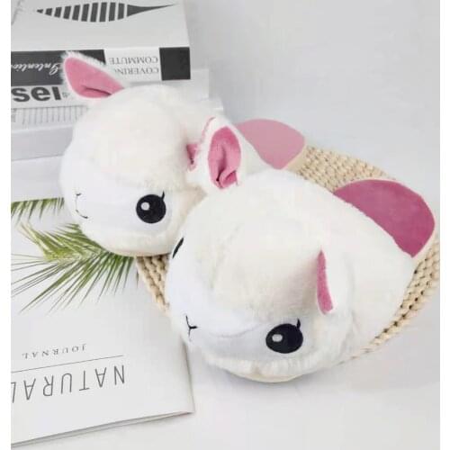 Thickening Cartoon Unicorn Plush Slippers Indoor Alpaca Slides Home Warm Furry Cotton Shoes Funny Soft Flip Flops