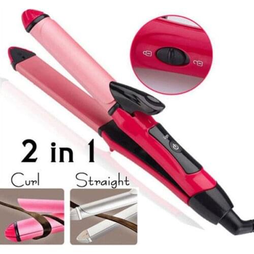 2 In 1 Hair Straightener Hair Curler Multifunction Curling Hairs Styling Clipper Iron Beauty Women Hair Straightening Tool Tools