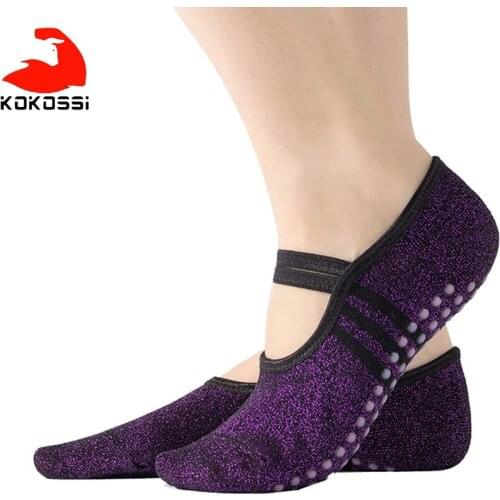 KoKossi Bright Silk Lace-up Yoga Socks Comfortable Harmless Breathable Non-pilling Anti-slip Skin-friendly Dance Fitness Socks