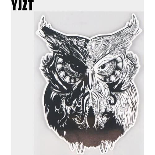 YJZT 13.3×17.5CM Black Art Owl Personality Cartoon Vinyl Decals Fashion Body Decoration Car Sticker 21A-0543