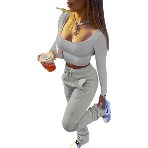 Womens Clothing Spring and Autumn 2021 Pleated Loose Solid Color Long Sleeve Two-Piece Set