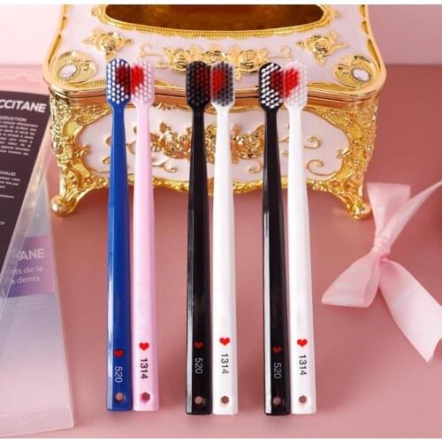 2pcs/Pack Soft-bristle Toothbrush Black White Heart Couple Brush Teeth Eco Friendly Нано Adults Toothbrush Dental Care Kid Brush