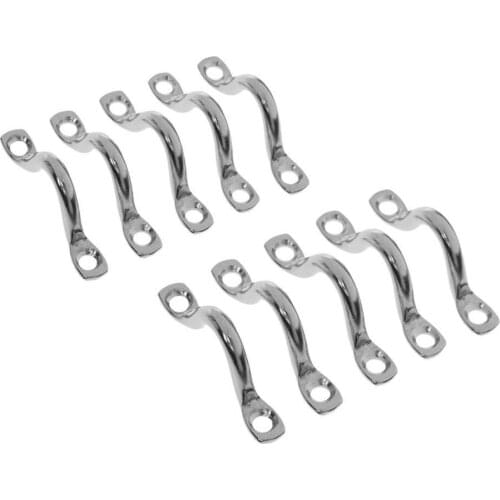 10 x Stainless Steel Pad Wire Eye Straps Loop Boat Plate Staple Ring