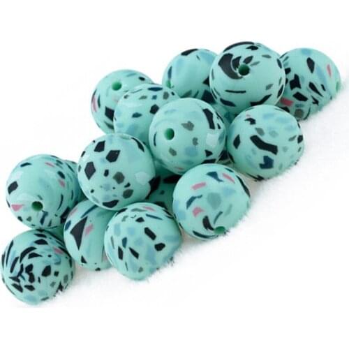 100pcs Silicone Leopard Round Beads 12MM Loose Beads DIY Baby Molar Necklace Teether Nipple Chain Maternal and Child Accessories