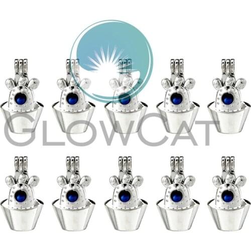 10X K840 Cactus Potted Plant Beads Cage Locket Pendant Making Desert Fit Women Necklaces Jewelry