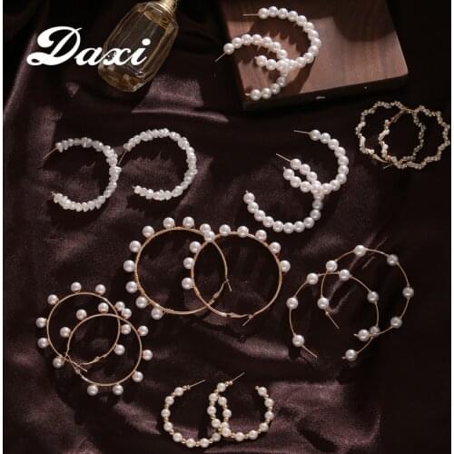 DAXI Pearl Hoops Big Gold Hoop Earrings For Women Earings Fashion Jewelry 2020 Earing Boho Earring Statement Earrings Set