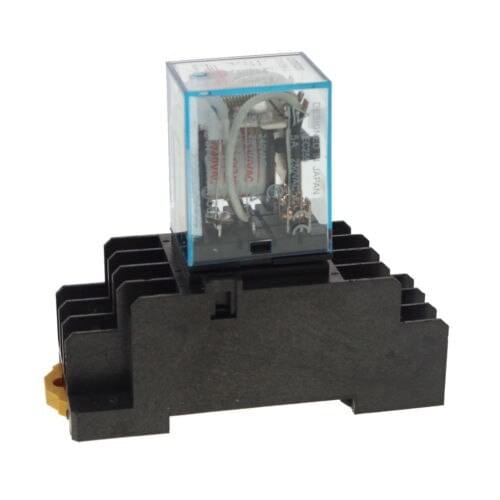 2 * 220VAC 5A Coil Power Relay JQX-13F MY3NJ HH53PL 11Pins 3PDT With Socket Base