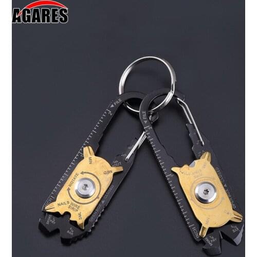 20 In 1 Portable EDC Portable Mini Utility Keychain Outdoor Camping Keychain Oval High Quality Stainless Steel Keychain