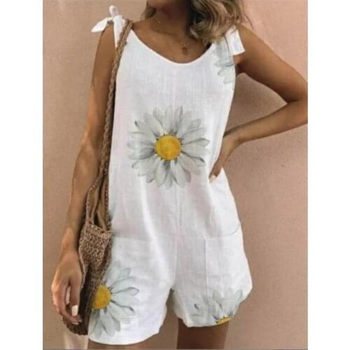 2020 Summer Fashion Women Jumpsuit Flower Print Straight Loose Casual Pants 4 colors size S-2XL