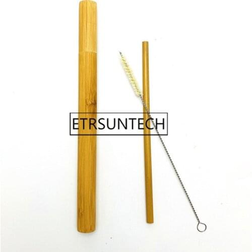 50sets Natural Bamboo Drinking Straw Travelling Set Straws Cleaning Brush with Organic Bamboo Straw Tube Carrying Case