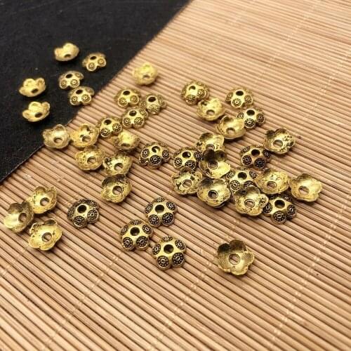 8x8x2mm 100pcs Beads Cap Antique Gold Color Flower Shape Bead End Caps Findings for Women Jewelry Making End Caps Wholesale