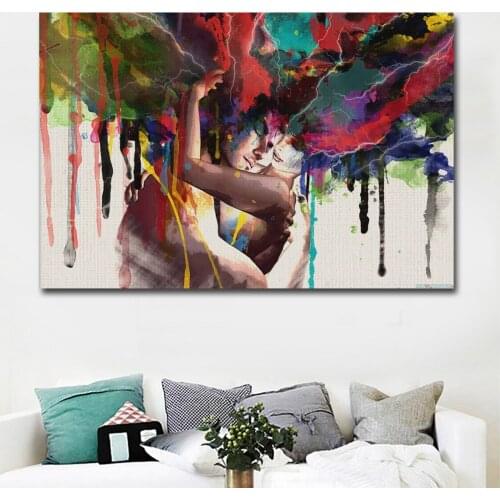 Abstract Men and Women Embrace Art Paintings Canvas Posters Cuadros Nordic Art Wall Pictures for Living Room Home Decoration
