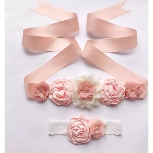 7 Colors Hand Made Satin Flower Pearl Crystal Beaded Wedding Sash Bridesmaid Dress Belt Wedding Party Sashes Fast Shipping