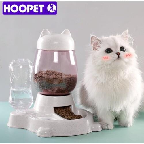 HOOPET Cat Automatic Feeder Bowl 2.2L For Cat Dog Food Bowl With Water Bottle Kitten Bowls Slow Feeding Container Pet Supplies