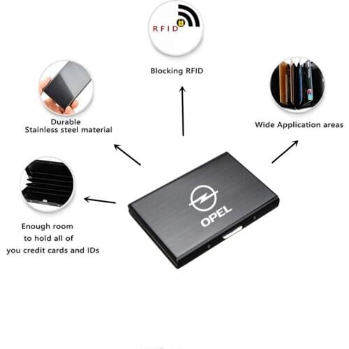 For Opel astra j h g insignia mokka corsa d vectra Fashion Aluminum Alloy RFID Antimagnetic Card Holder Credit Card Case