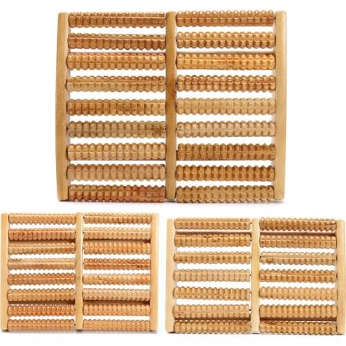 Wooden Foot Roller Wood Care Massage Reflexology Relax Relief Massage, 9 Rows (Big Size&Two Feet)