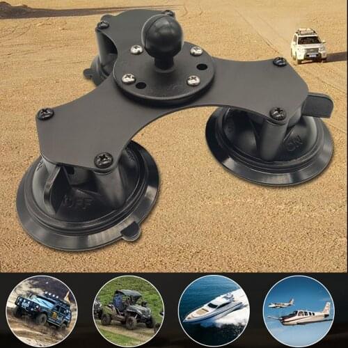 JINSERTA Car Window Twist-Lock Triple Suction Cup Base w/ AMPS Hole w/ 1 inch Ball Mount for Gopro Camera Smartphone Ram Mount