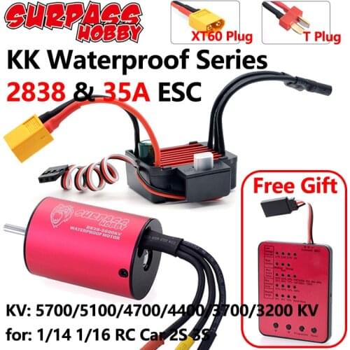 Surpass Hobby KK ESC Brushless Motor 2838 3200/4400/5100KV 35A ESC XT60 Plug Programming Card for RC Car 1/16 1/14 Traxxas HSP