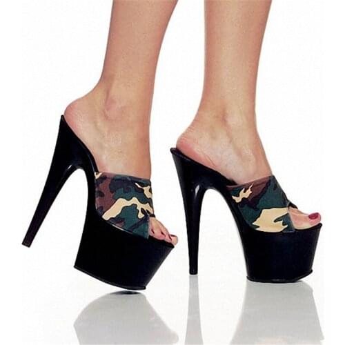 17cm Classic Neon Green Heels Lady Fashion High Heel Shoes 6 Inch Sexy Color Block Summer Slippers