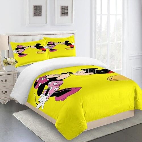 Disney Mickey Minnie Mouse Cartoon Bedding Set Lovely Couple single Twin Full King Duvet Cover PillowCase Gift for Children