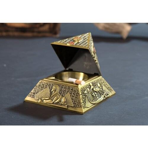 Creative Egyptian Pharaoh Metal Pyramid Ashtray Club Hotel KTV Home Furnishing Classic Practical Decoration