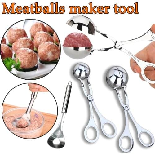 Kitchen Meatball Maker Tool Clip Newbie Non Stick Stuffed Meat Ball Spoon Shaper Cooking Scoop Stainless Steel Accessories