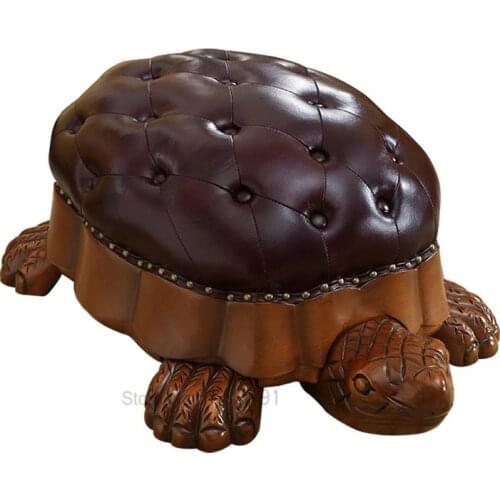European Style Small Stool Dwarf Money Turtle Sofa Stool For Shoes Turtle Turtle Sofa Sofa Foot All Solid Wood Leather Shoes