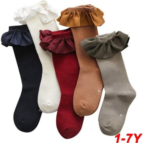 Sweet lace girls Cotton Socks toddler Baby Cotton Socks Knee High Long Leg Warmers Socks princess Girl Children Socks meisjessok