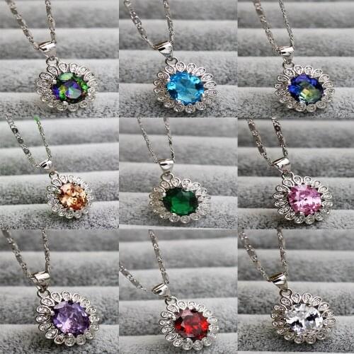 Trendy Bohemian Necklace Pendant Women Fashion Pendants with chain White red green zircon stone fashion Jewelry Gift Accesories