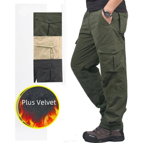 2020 Winter Cargo Pants Mens Warm Thick Military Trousers For Men Plus Velvet Casual Army Tactical Pants Men Pantalon Cargo