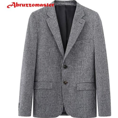 Abruzzomaster Houndstooth Suit Jacket for Groom Tuxedos Houndstooth Groomsman Suit Custom Made Man Suit 3 pieces Wedding Suits