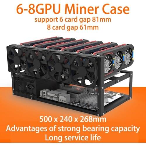 Fast Shipping 6 8 GPU Open Miner Mining Rig Frame Case Board Bracket ETH ETC ZEC Bitcon Miner Kit Farm Racks Crypto Rack New