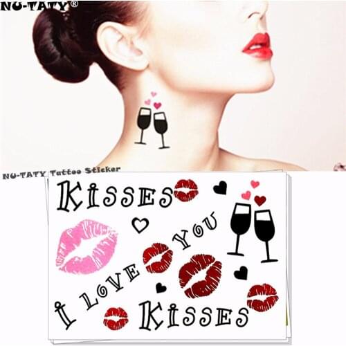 Nu-TATY Sexy lips glasses Temporary Tattoo Body Art Flash Tattoo Stickers 17*10cm Waterproof Fake Tatoo Car Styling Wall Sticker