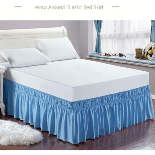 Solid Wrap Around Bed Skirt Elastic Band Bed Skirt Without Surface Home Hotel Bed Skirt Bedspread Bed Cover Bedding Product
