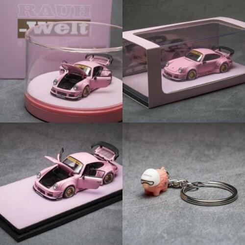 PGM 1:64 RWB 930 Pink with Figure of pig Diecast Model Car
