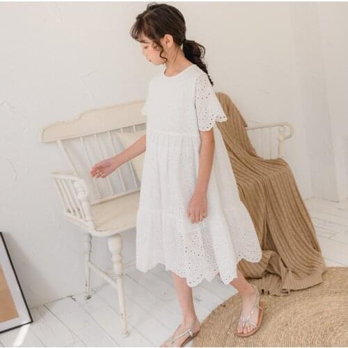 4 To 16 Years,2021 New Summer Girls and Mommy Dress with Lining Party Toddler Clothes100% Cotton Embroidery Cover Knee Length