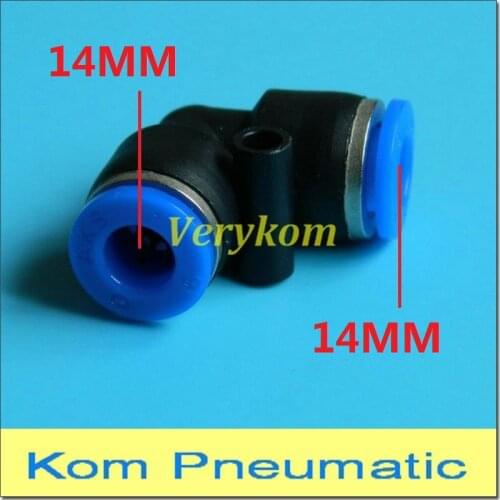 Verykom Pneumatic Wholesale 100pcs/lot 14mm to 14mm Tube Air Fitting PV-14 Plastic Union Elbow Hose Pipe Fittings